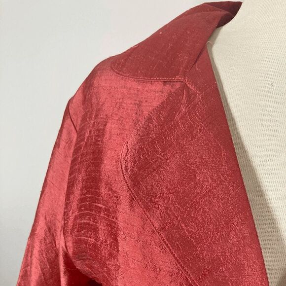 Kathleen Sommers 8 M Coral Pink Silk Blazer Jacket Art to Wear Church Evening - Picture 8 of 9